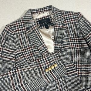 J.Crew‎ Schoolboy Blazer 0 Wool Glen Plaid Gold Button Career Jacket